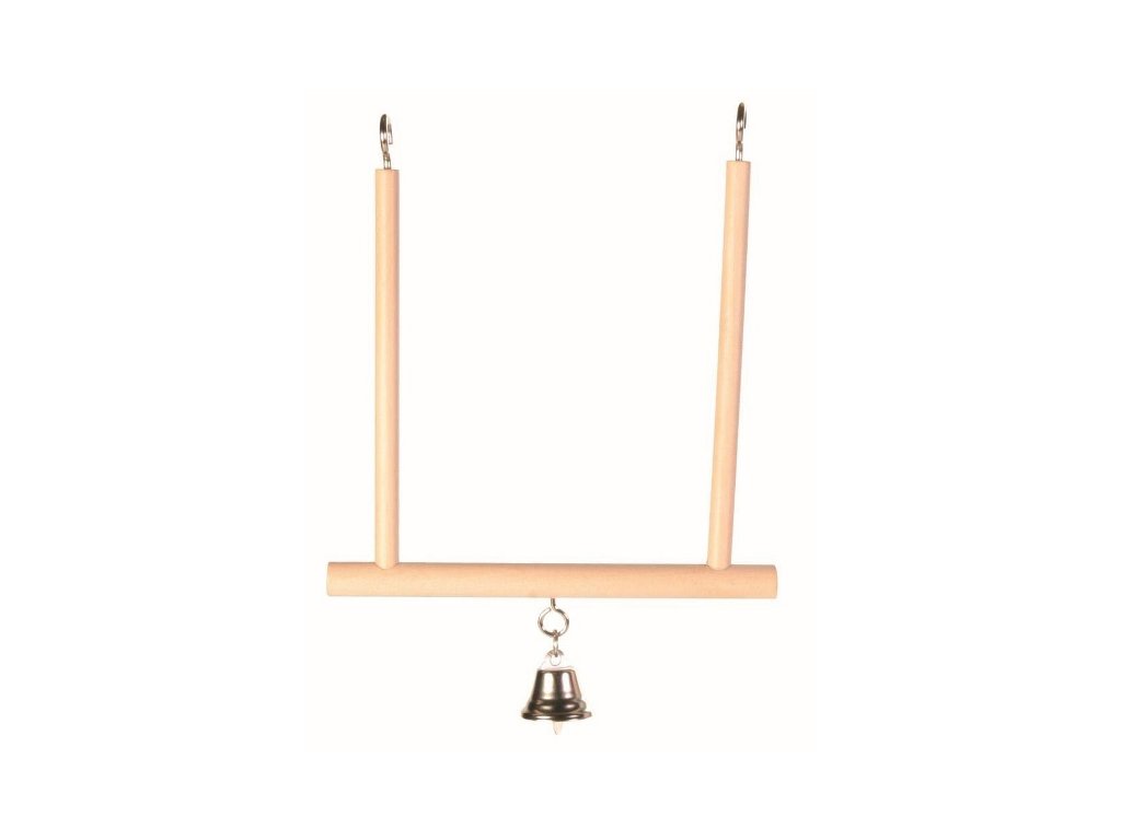 1422 1 nobby drevena houpacka se zvoneckem 12 5 x 13 5 cm z kategorie chovatelske potreby pro ptaky a papousky hracky pro papousky houpacky pro papousky