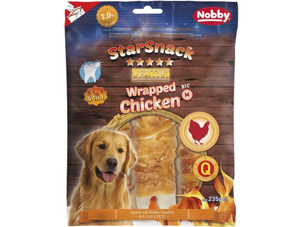 20583 2 nobby starsnack wrapped chicken m pamlsky 15cm 235g z kategorie chovatelske potreby a krmiva pro psy pamlsky pro psy zvykaci pamlsky pro psy