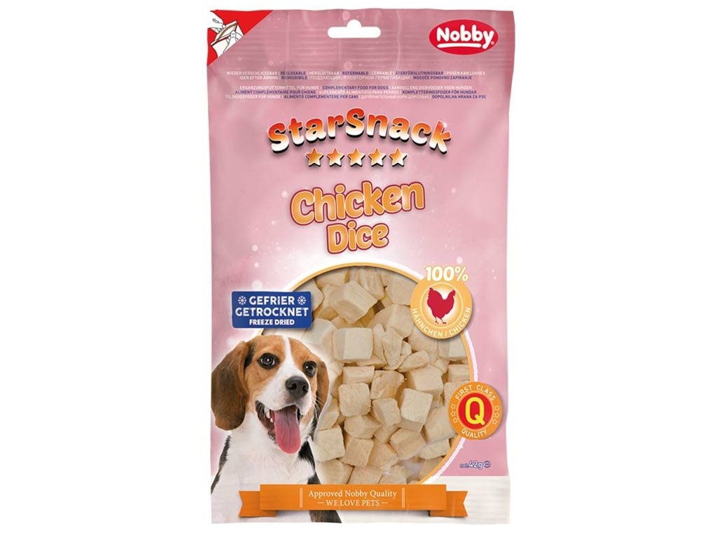 19068 2 nobby starsnack pamlsky susene mrazem kureci kostky 42g z kategorie chovatelske potreby a krmiva pro psy pamlsky pro psy pamlsky susene mrazem pro psy