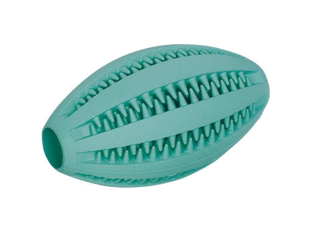 25674 1 nobby dental hracka pro psy gumovy mic ragby s matou 11x6cm z kategorie chovatelske potreby a krmiva pro psy hracky pro psy dentalni hracky pro psy