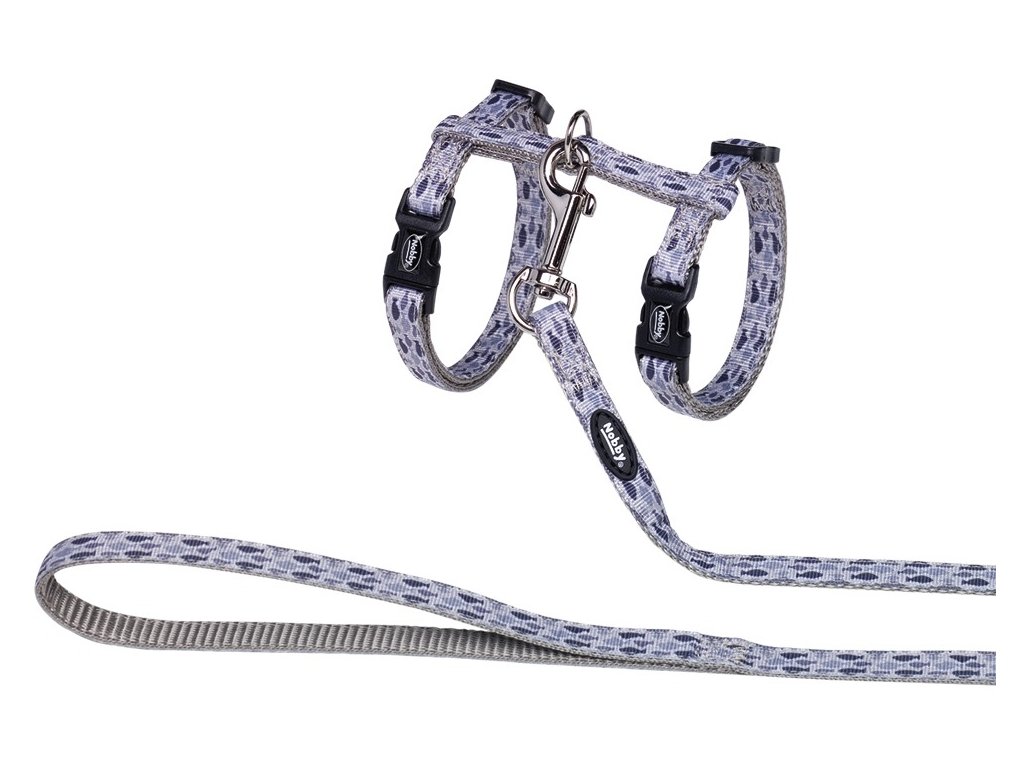 20061 1 nobby fish grey postroj s voditkem pro kocky sedy z kategorie chovatelske potreby a krmiva pro kocky obojky a voditka pro kocky postroje s voditkem pro kocky