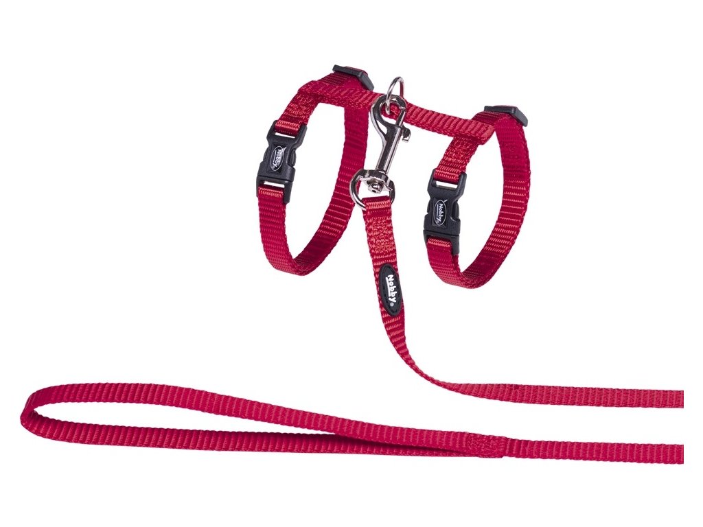 20217 1 nobby postroj s voditkem pro kocky cerveny z kategorie chovatelske potreby a krmiva pro kocky obojky a voditka pro kocky postroje s voditkem pro kocky