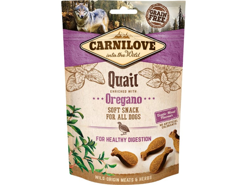 23310 carnilove dog semi moist snack quail with oregano 200g z kategorie chovatelske potreby a krmiva pro psy pamlsky pro psy polomekke pamlsky pro psy