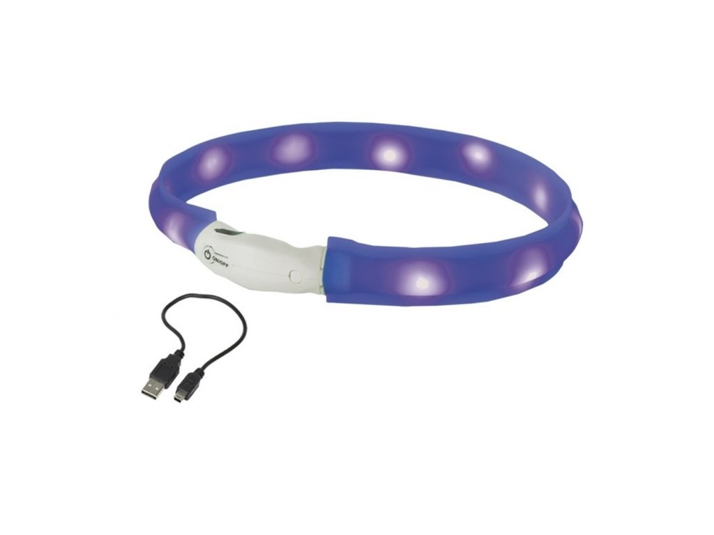 12384 2 nobby led plochy svitici obojek pro psy modry l 70cm z kategorie chovatelske potreby a krmiva pro psy obojky voditka a postroje pro psy obojky pro psy