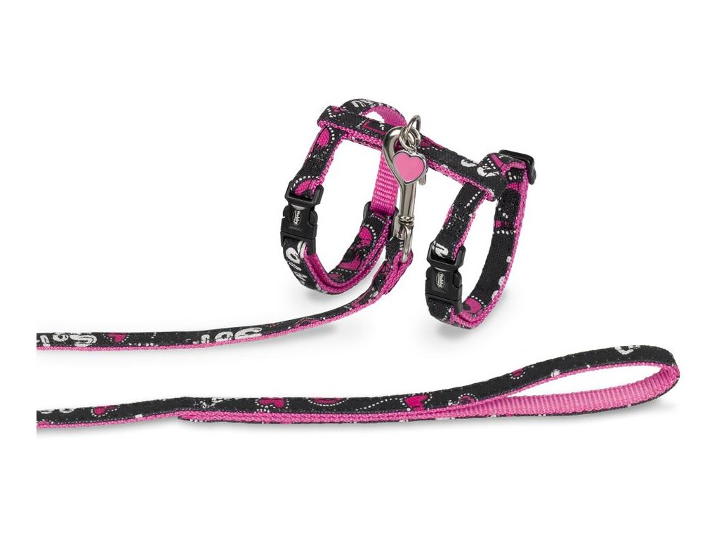 9981 1 nobby love cerny set postroje a voditka pro kocku z kategorie chovatelske potreby a krmiva pro kocky obojky a voditka pro kocky postroje s voditkem pro kocky