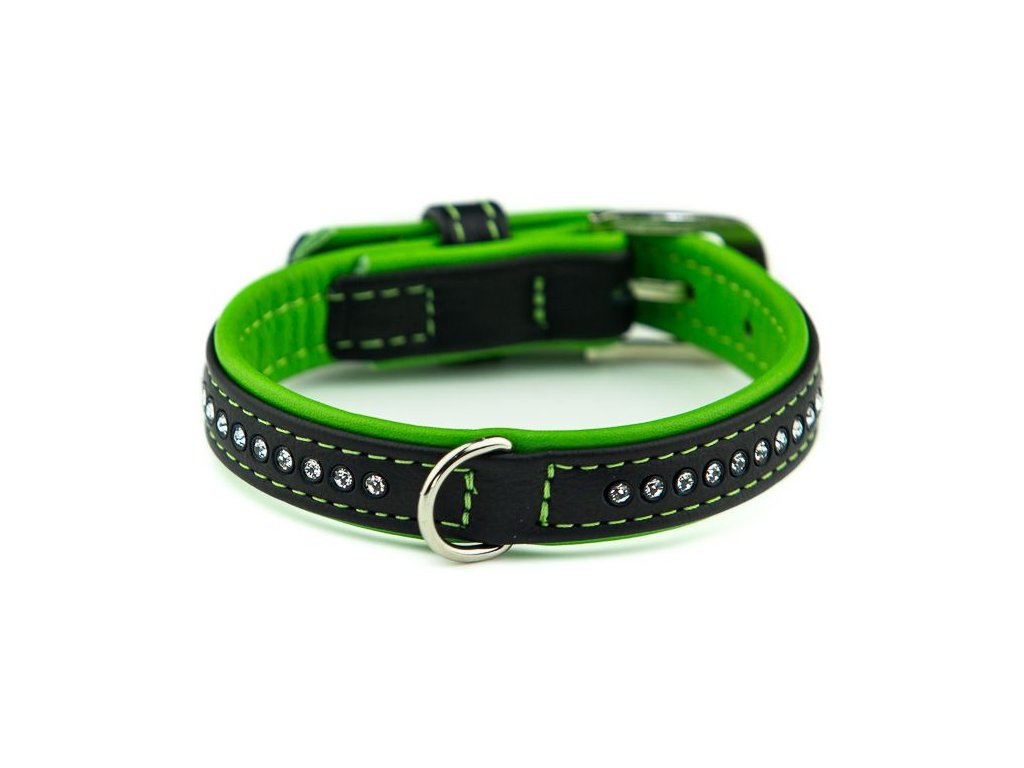 5535 2 nobby pacific deluxe obojek se swarovski krystaly xs 27cm zelena z kategorie chovatelske potreby a krmiva pro psy obojky voditka a postroje pro psy obojky pro psy