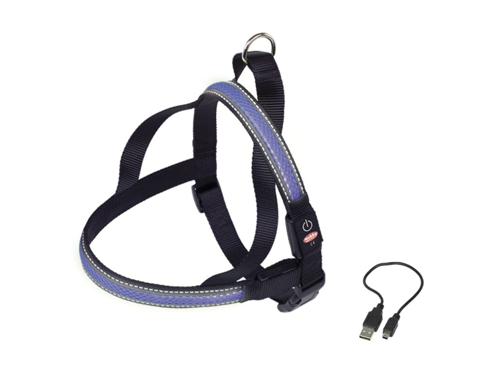 27522 1 nobby flash mesh svitici modry norsky postroj vel s 50 65cm z kategorie chovatelske potreby a krmiva pro psy obojky voditka a postroje pro psy postroje pro psy