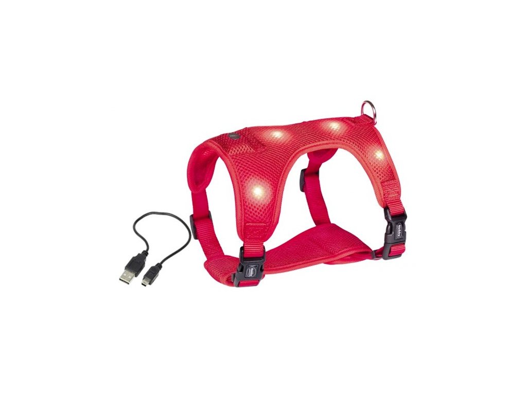 9597 1 nobby flash mesh led svitici postroj cerveny vel s z kategorie chovatelske potreby a krmiva pro psy obojky voditka a postroje pro psy postroje pro psy