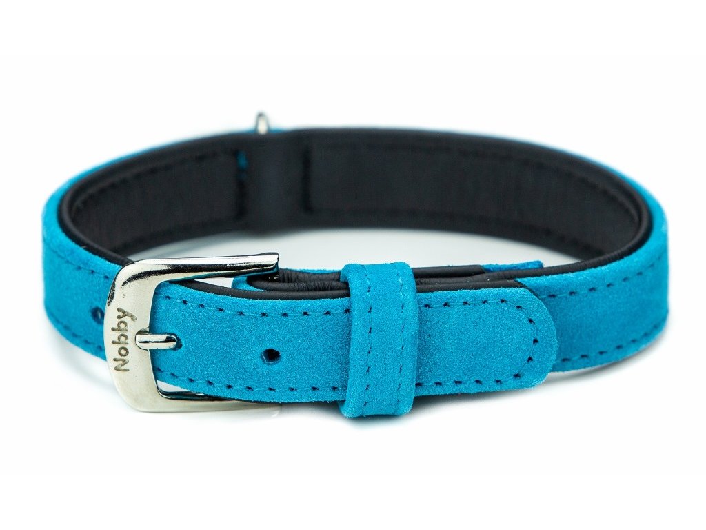 30144 4 nobby velours obojek ze semisove kuze m l 52cm tyrkysova z kategorie chovatelske potreby a krmiva pro psy obojky voditka a postroje pro psy obojky pro psy