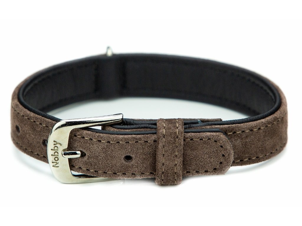 30162 4 nobby velours obojek ze semisove kuze l xl 60cm hneda z kategorie chovatelske potreby a krmiva pro psy obojky voditka a postroje pro psy obojky pro psy