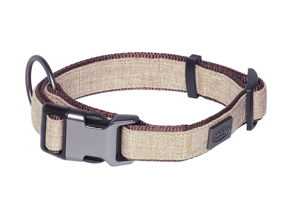 31449 2 nobby linen deluxe obojek nylon hneda l xl 45 65 cm z kategorie chovatelske potreby a krmiva pro psy obojky voditka a postroje pro psy obojky pro psy