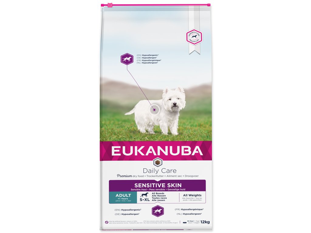 51972 1 eukanuba daily care sensitive skin 12 kg z kategorie chovatelske potreby a krmiva pro psy krmiva pro psy granule pro psy