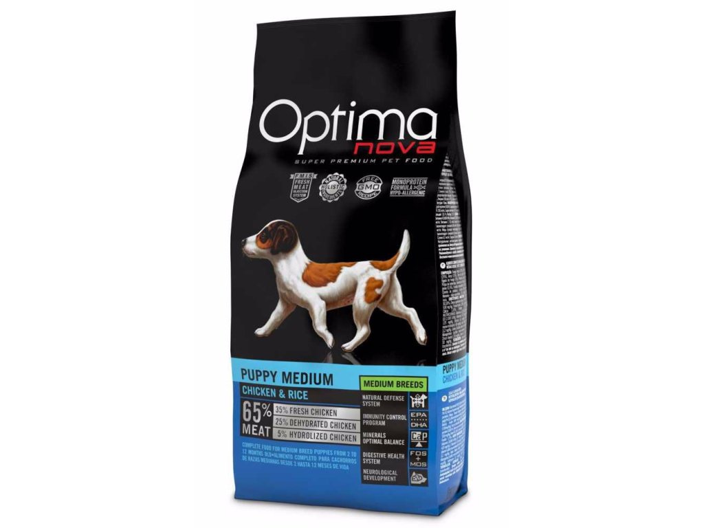 78108 1 optimanova dog puppy medium chicken rice 2 kg z kategorie chovatelske potreby a krmiva pro psy krmiva pro psy granule pro psy