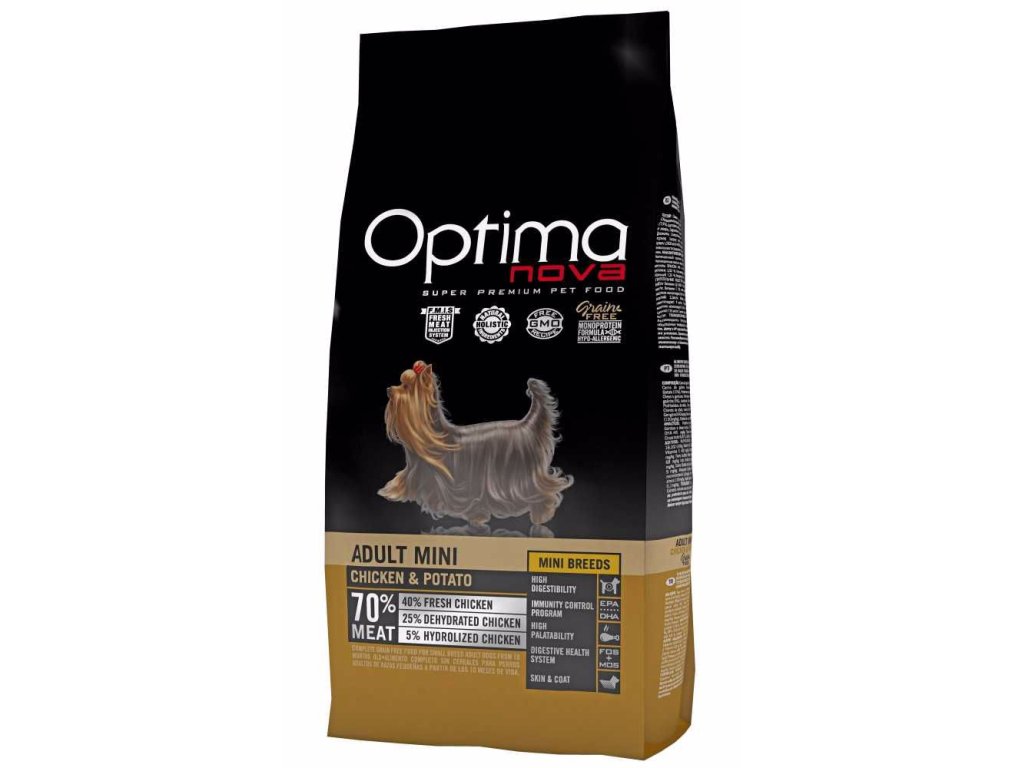 78177 1 optimanova dog adult mini chicken potato gf 8 kg z kategorie chovatelske potreby a krmiva pro psy krmiva pro psy granule pro psy