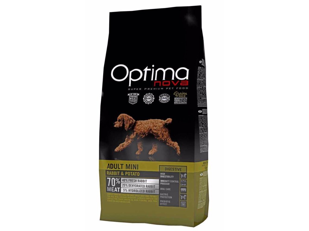 78192 3 optimanova dog adult mini digestive rabbit potato gf 8 kg z kategorie chovatelske potreby a krmiva pro psy krmiva pro psy granule pro psy