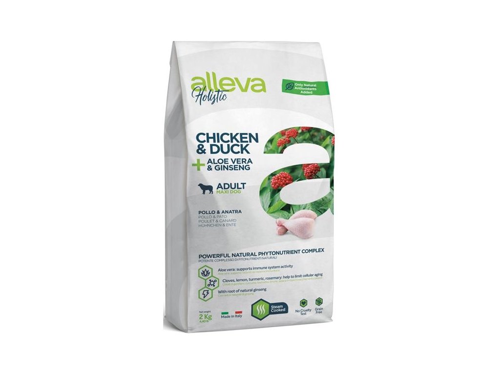 56724 1 alleva holistic dog dry adult chicken duck maxi 2kg z kategorie chovatelske potreby a krmiva pro psy krmiva pro psy granule pro psy