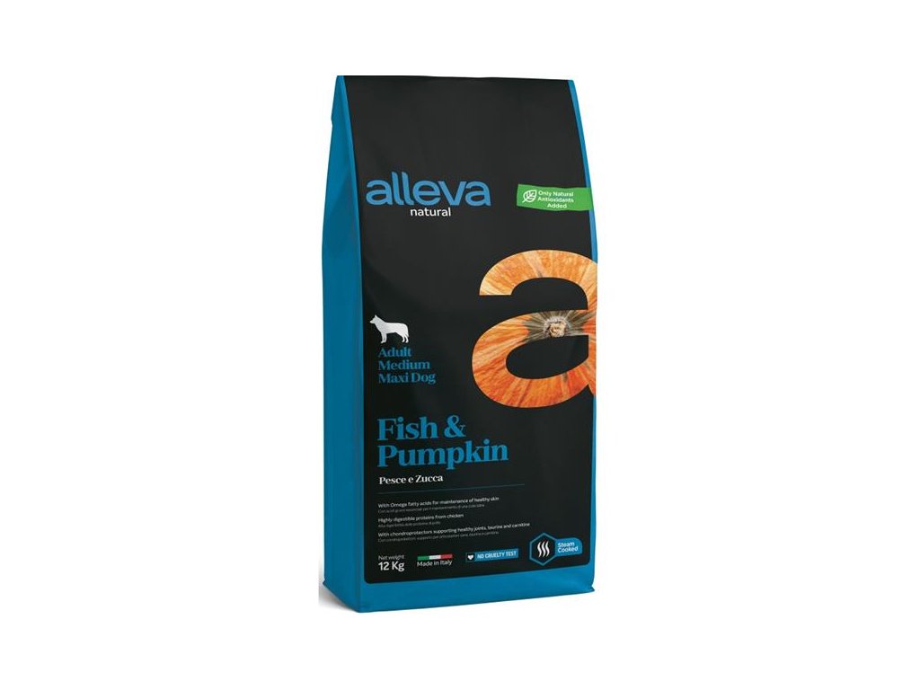 56829 1 alleva natural dog dry adult fish pumpkin medium maxi 12kg z kategorie chovatelske potreby a krmiva pro psy krmiva pro psy granule pro psy