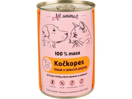 91495 all animals kockopes konzerva psy teleci jatrovy steak 400g