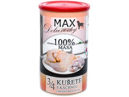 38640 max deluxe dog 3 4 kurete s kachnou konzerva pro psy 1200g