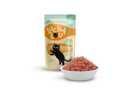87627 lucky lou lifestage adult s drubezim masem a pstruhem 125g