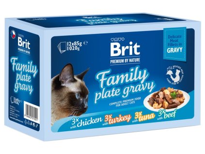 91537 brit premium cat d fillets in gravy family plate 1020g 12x85g
