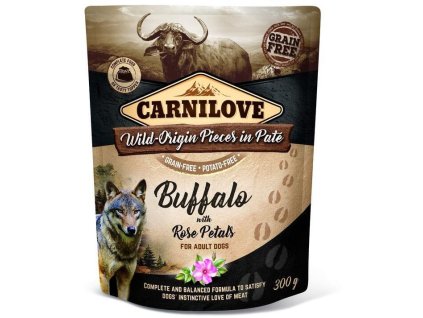 30996 1 carnilove dog pouch pate buffalo with rose petals 300 g