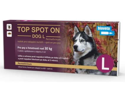 22008 top spot on dog l 1x3ml nad 30kg z kategorie chovatelske potreby a krmiva pro psy antiparazitika pro psy pipety spot on pro psy