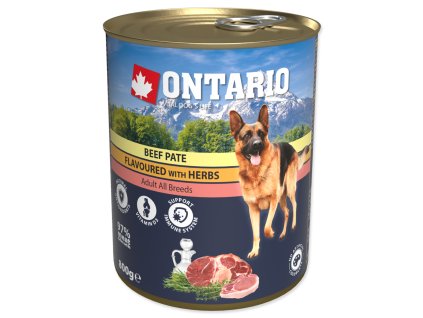 49011 1 konzerva ontario dog beef pate flavoured with herbs 800 g z kategorie chovatelske potreby a krmiva pro psy krmiva pro psy konzervy pro psy
