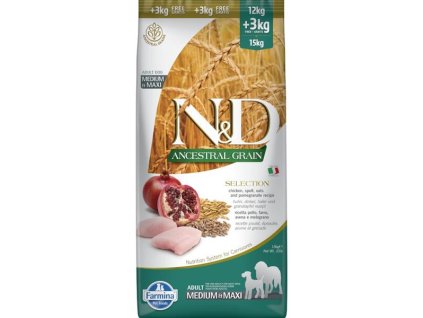 101131 n d ancestral grain selection dog lg chicken pomegranate adult medium maxi 15 kg