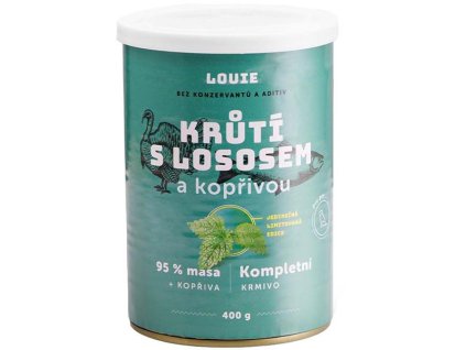 92167 louie konz pro psy kruti s lososem a koprivou 400g