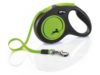 23259 1 flexi new neon paskove voditko m zelena 5m do 25kg z kategorie chovatelske potreby a krmiva pro psy obojky voditka a postroje pro psy voditka pro psy samonavijeci voditka pro psy