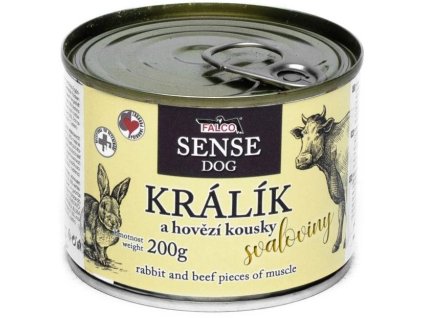 38580 konzerva falco sense dog kralik a hovezi konzerva pro psy 200g