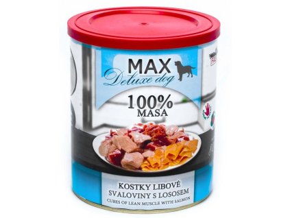 90000 max deluxe dog konzerva libova svalovina s lososem 800g