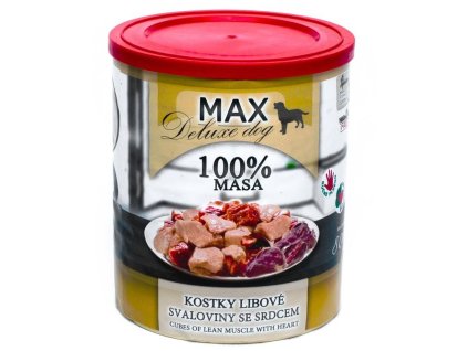 38658 max deluxe dog libova svalovina se srdcem konzerva pro psy 800g