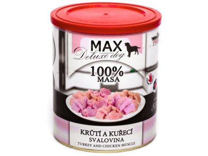 38649 max deluxe dog kruti a kureci svalovina konzerva pro psy 800g