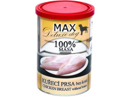 38670 max deluxe dog kureci prsa bez kosti konzerva pro psy 400g