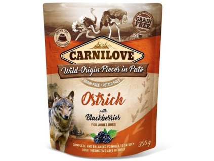 30969 1 carnilove dog pouch pate ostrich with blackberries 300 g