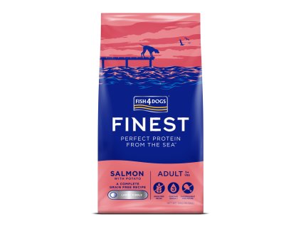 114448 fish4dogs granule velke pro dospele psy finest losos s bramborami 12 kg 1