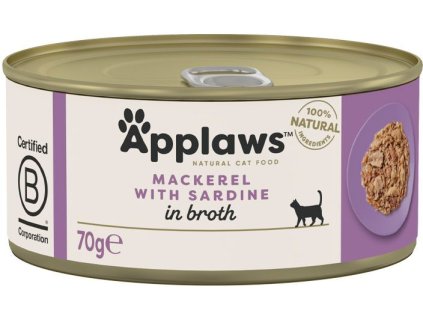 52512 2 konzerva applaws cat makrela se sardinkami 70g