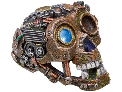 15996 1 nobby dekorace do akvaria kyborg lebka 2 s led svetlem 11 cm z kategorie akvaristicke a teraristicke potreby dekorace do akvaria kostry lebky a poklady