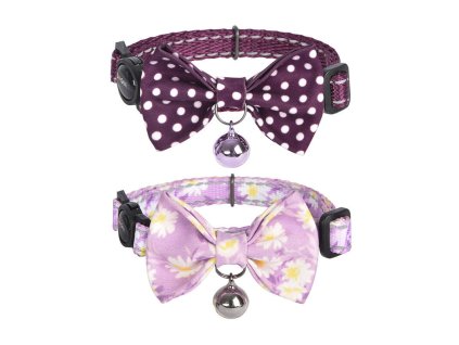 113755 sada obojku dogness pro kocky 2 ks calamus purple polka dot purple
