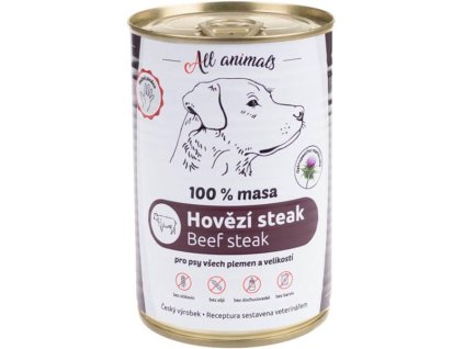 91327 all animals konzerva pro psy hovezi steak 400g