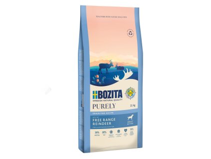 92452 bozita purely dog adult active reindeer gf 11 kg