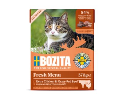 92473 bozita cat sterilised tetrapak kousky v zele s kurecim a hovezim 370g