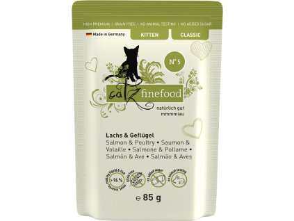 88086 catz finefood classic kitten no 5 s lososem drubezim masem a spenatem 85g