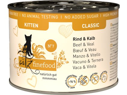 88092 catz finefood classic kitten no 7 s hovezim telecim merunkami a ananasem 200g