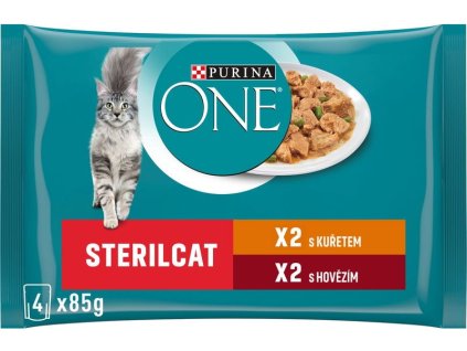 112961 6 purina one sterilcat minifiletky s kur etem a hove zi m ve s t a ve 4 85g