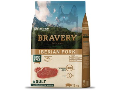 114892 bravery dog large medium adult iberian pork 12kg