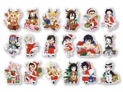 set 18 samolepek christmas demon slayer vanoce 2025 animerch.cz