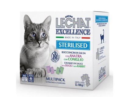 Monge LeChat Excellence Sterilized Cat králik a kačica 12x100g